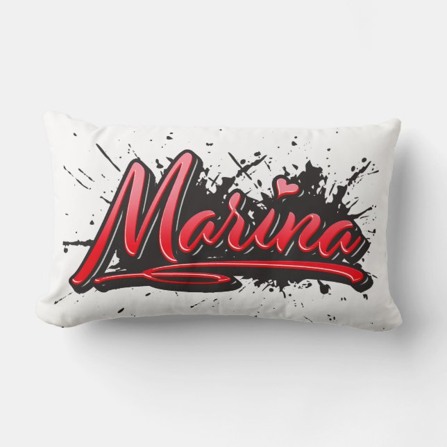 Marina Vorname Name red Heart Graffiti Kissen Lumbarkudde (Framsida)
