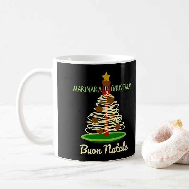 Marinara jul Buon Natale Spaghetti Träd Kaffemugg (Med munk)