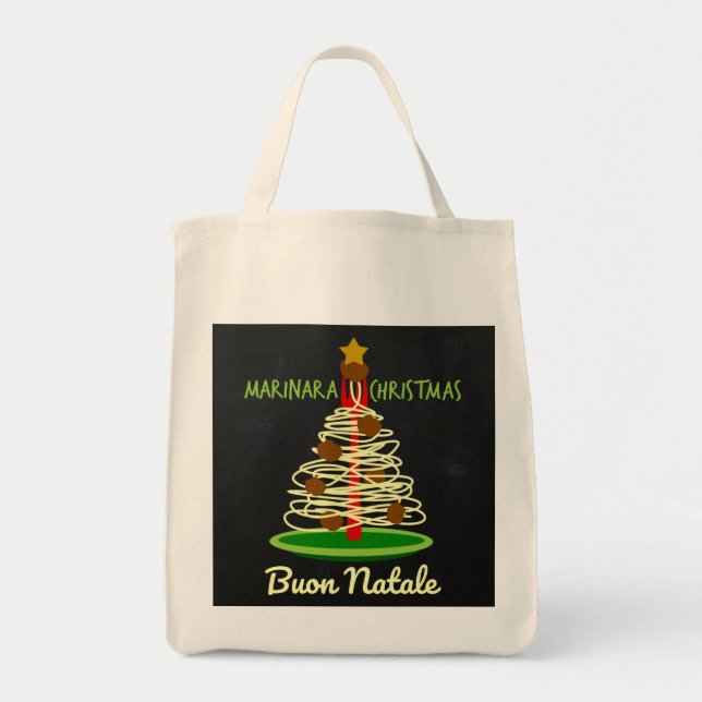 Marinara jul Buon Natale Spaghetti Träd Tygkasse (Framsidan)