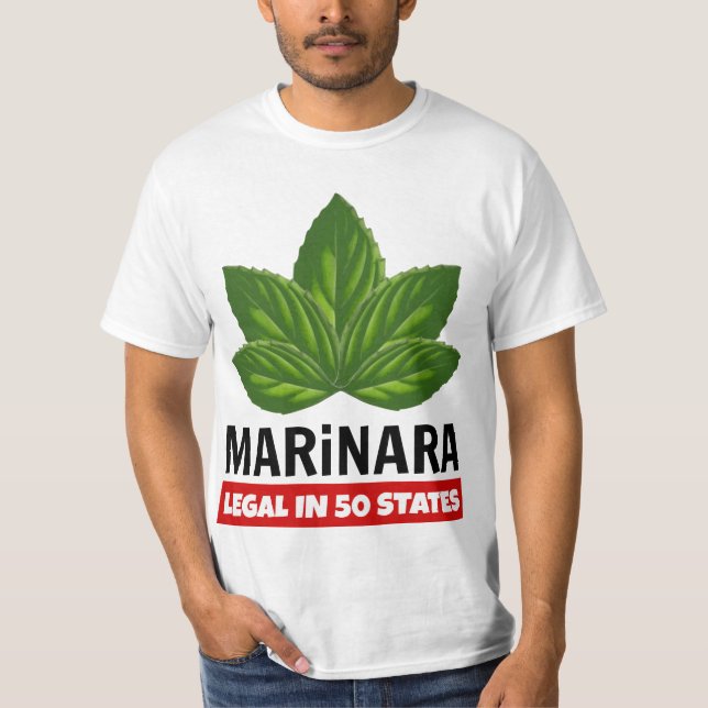 Marinara Legal i 50 stater Basil Löv T Shirt (Framsida)