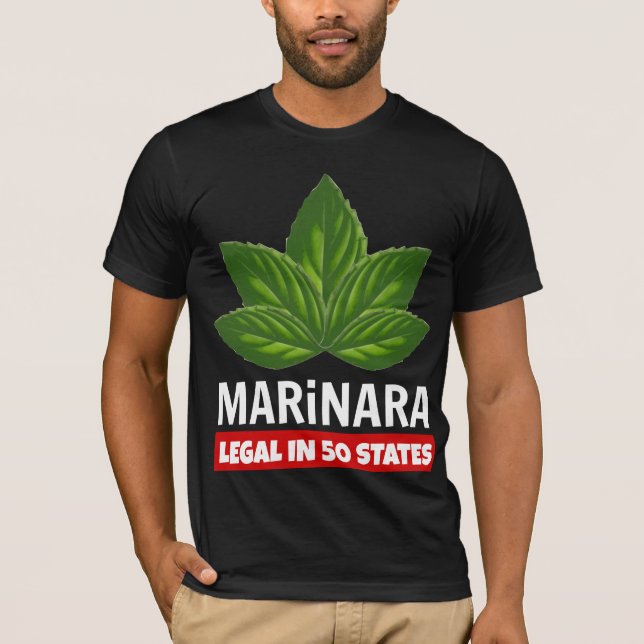 Marinara Legal i 50 stater Basil Lövs T Shirt (Framsida)