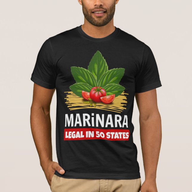 Marinara Legal i 50 stater Basil Tomato Spaghetti T Shirt (Framsida)