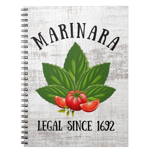 Marinara Legal sedan 1692 Basil Löv Tomates Anteckningsbok (Framsidan)