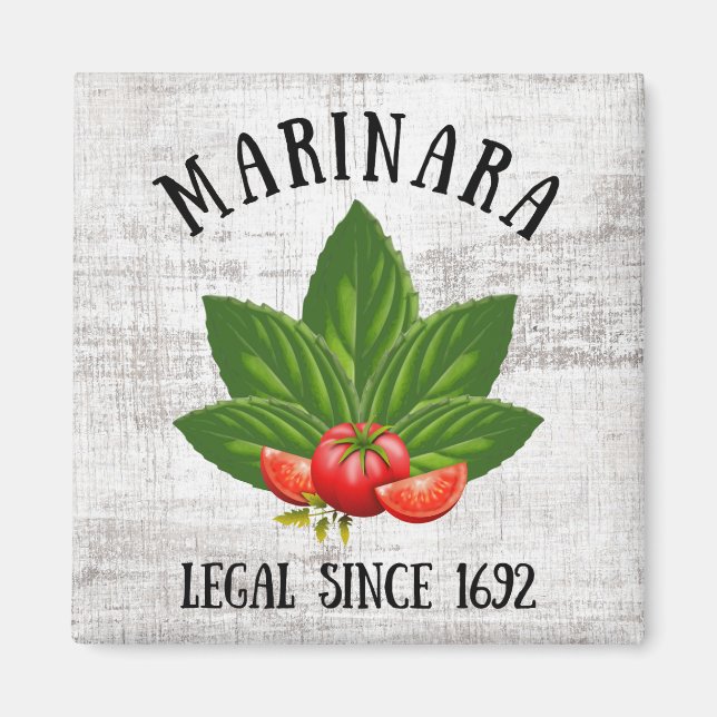 Marinara Legal sedan 1692 Basil Löv Tomates Magnet (Framsidan)