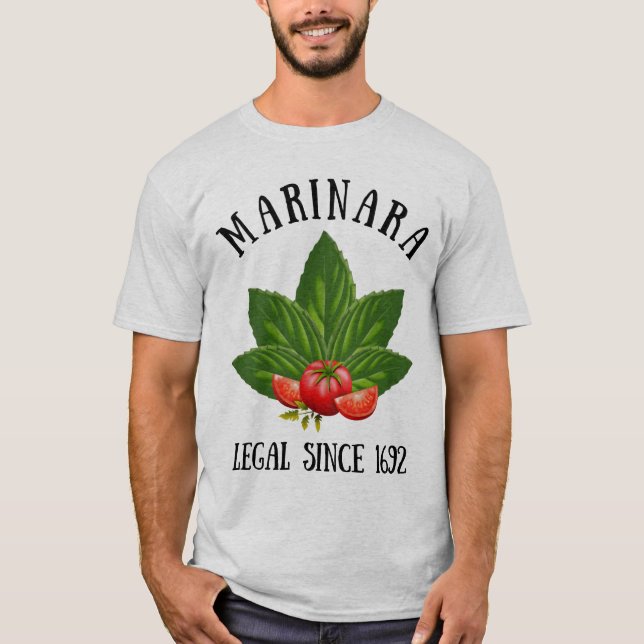 Marinara Legal sedan 1692 Basil Löv Tomates T Shirt (Framsida)
