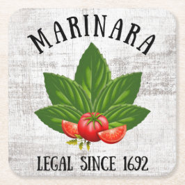Marinara Legal sedan 1692 Basil Löv Tomates Underlägg Papper Kvadrat
