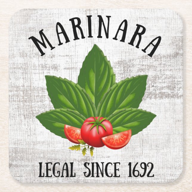 Marinara Legal sedan 1692 Basil Löv Tomates Underlägg Papper Kvadrat (Framsidan)
