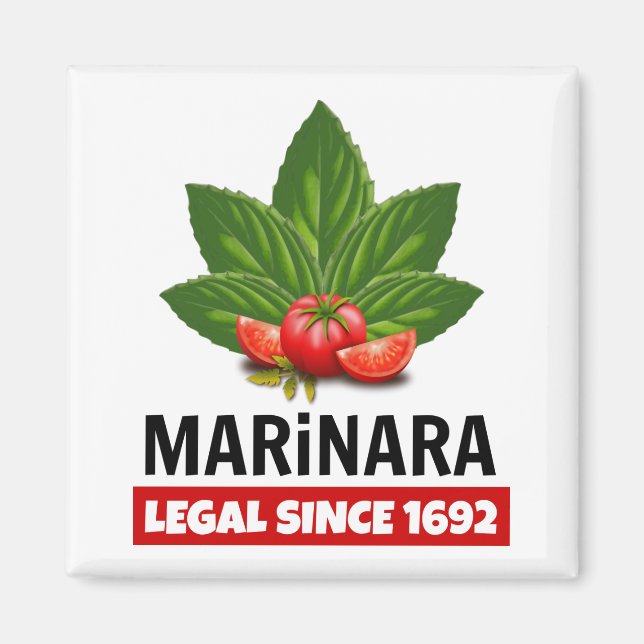 Marinara Legal sedan 1692 Basil Tomates Magnet (Framsidan)
