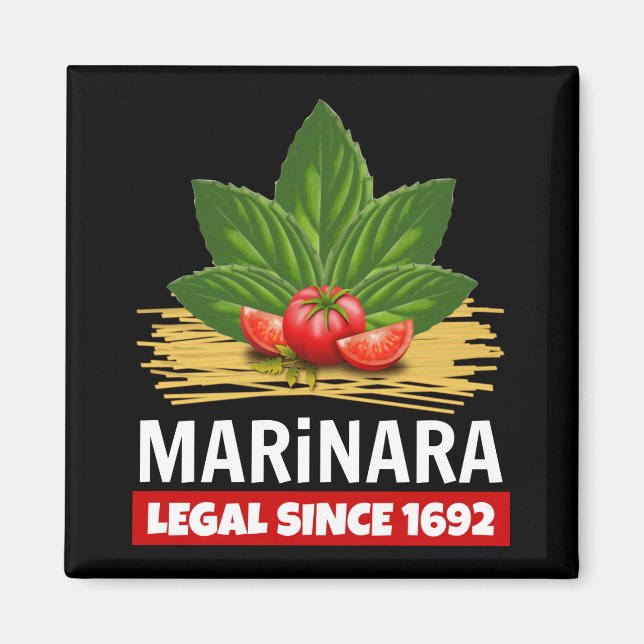 Marinara Legal sedan 1692 Basil Tomates Spaghetti Magnet (Framsidan)