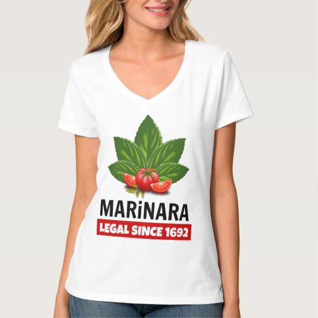 Marinara Legal Since 1692 Basil Tomatoes T Shirt (Framsida)