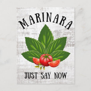 Marinara Säg nu Italien Basil Löv Tomates Helg Vykort