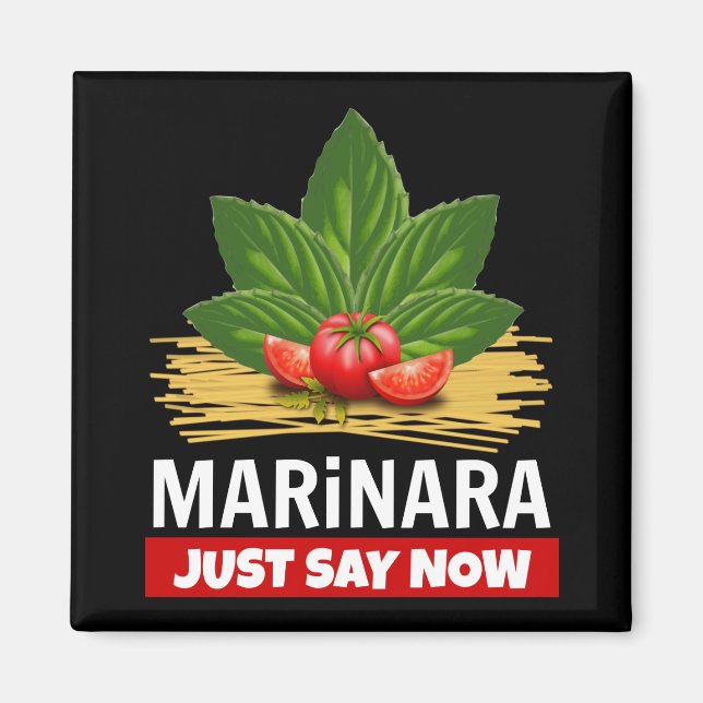 Marinara säger nu: Basil Tomates Spaghetti Magnet (Framsidan)