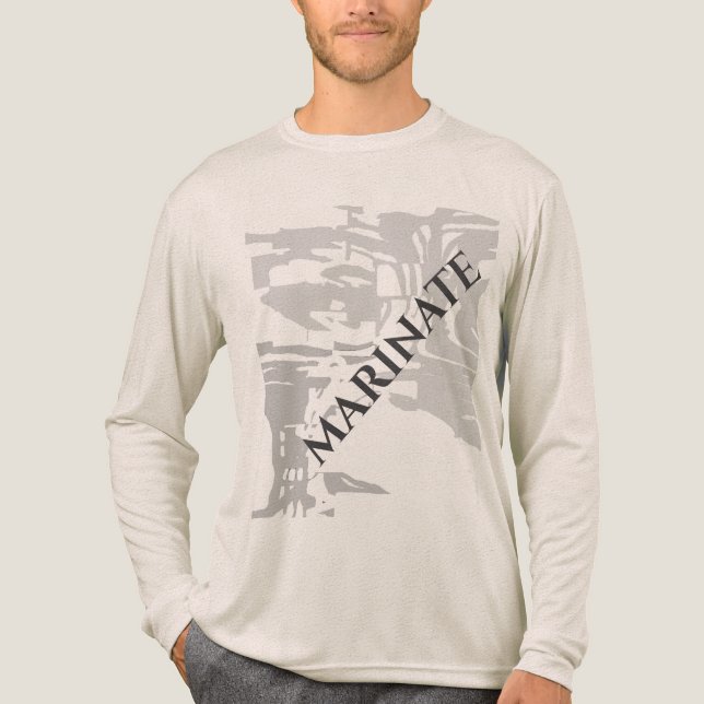 ’Marinate’ Charcol Grått Island Print Mönster T Shirt (Framsida)