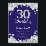 Marinblå 30års födelsedag och silverdiamant inbjudningar<br><div class="desc">30års födelsedaginbjudan. Marinblå och silverRhinestonediamant. Elegant födelsedagvåldsamt slaginbjudan. Vuxen födelsedag. Kvinnafödelsedag. Manarfödelsedag. Behaga klickar "skräddarsy den" knäppas och använder vårt designverktyg för att ändra denna mall för mer ytterligare customization.</div>