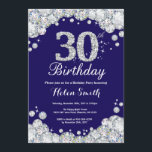 Marinblå 30års födelsedag och silverdiamant inbjudningar<br><div class="desc">30års födelsedaginbjudan. Marinblå och silverRhinestonediamant. Elegant födelsedagvåldsamt slaginbjudan. Vuxen födelsedag. Kvinnafödelsedag. Manarfödelsedag. Behaga klickar "skräddarsy den" knäppas och använder vårt designverktyg för att ändra denna mall för mer ytterligare customization.</div>