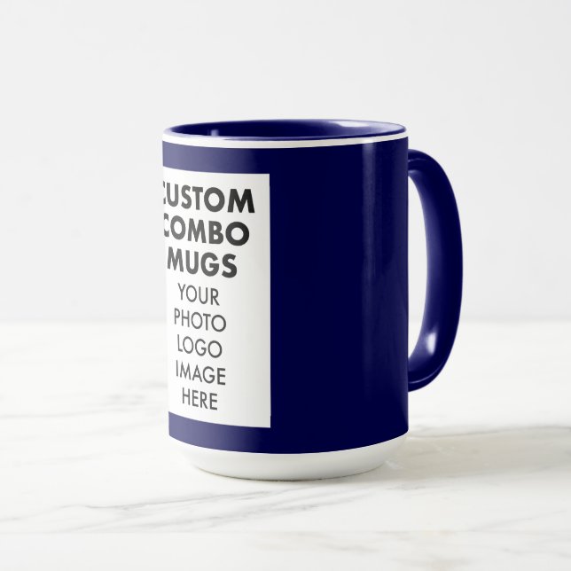 Marinblå 4:6 ram foton, logotyp stor anpassad comb mugg (Framsida höger)