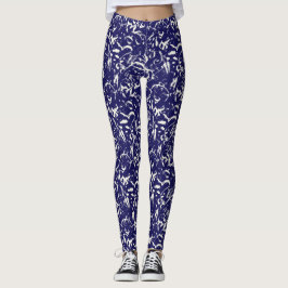 Marinblå abstrakta Leggings 