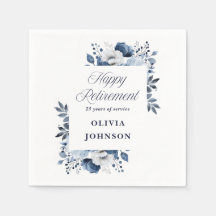 Marinblå akvarellblommig pensionsfest