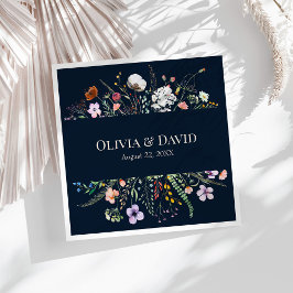 Marinblå ängsbröllop servetter