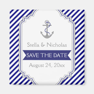 Marinblå ankare nautisk bröllop Save the Date Magnet
