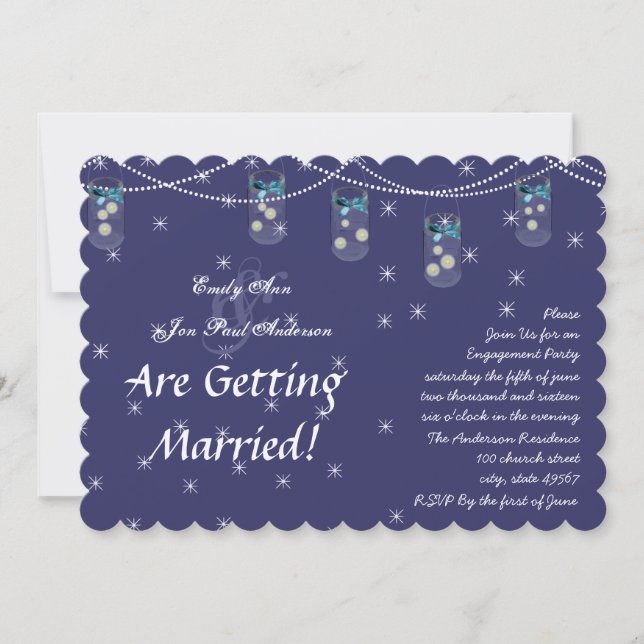 Marinblå Aqua Gula Blommor Murkruka Förlovningspar Inbjudningar (Framsida)