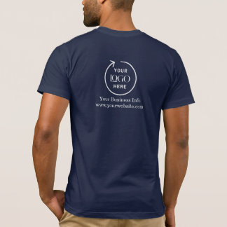 Marinblå Arbets-T-Shirt – Logotyp Bakpå Märkt T Shirt