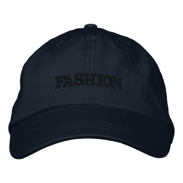 Marinblå basebollmössa med "FASHION" broderad  Keps (Framsida)