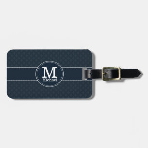 Marinblå beställnings- Monogram för djup klassiker Bagagebricka