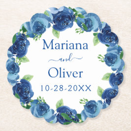 Marinblå Blommig Bröllopspappersunderlägg Underlägg Papper
