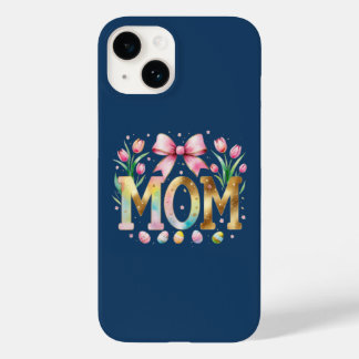 Marinblå blommig MAMMA-typografi med tulpaner