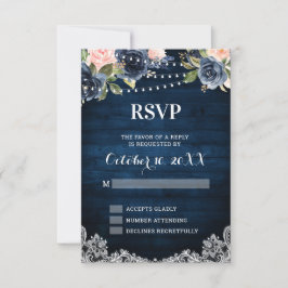 Marinblå Blommig Rustik Stränglykta RSVP OSA Kort
