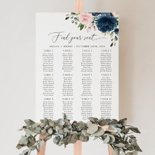 Marinblå blommor, Rosa blommor, Placeringsplan Poster