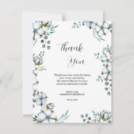 Marinblå bomull blommor eukalyptus Bröllopsdusch Tack Kort