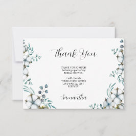 Marinblå bomull blommor eukalyptus Bröllopsfest Tack Kort