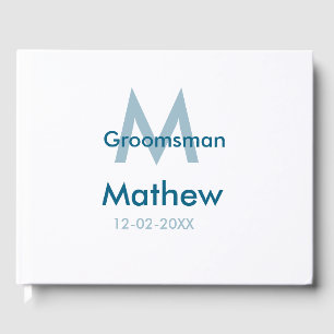 Marinblå bröllop namnbokstav datum manlig per gästböcker