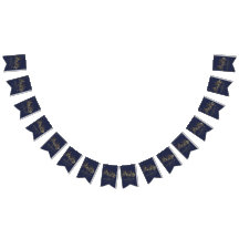 Marinblå bröllopsfestBunting och Fauxguld