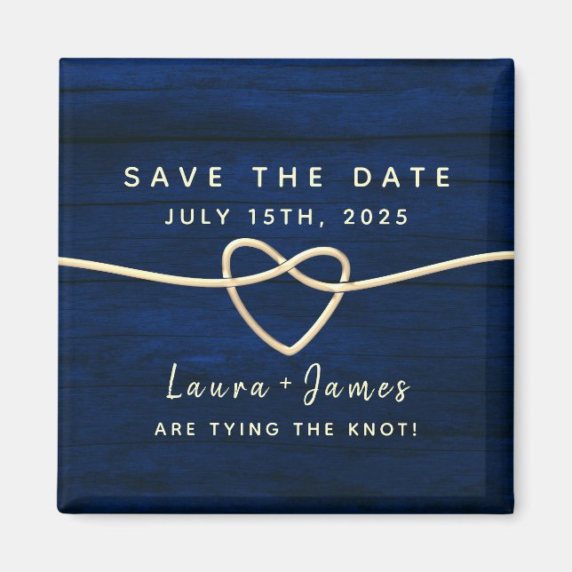 Marinblå Bröllopsinbjudan Magnet för Save The Date (Framsidan)