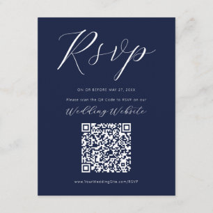 Marinblå Calligraphy Script RSVP Infogningskort Tilläggskort