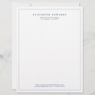 Marinblå Dubbelkant Enkel Elegant Minimalistisk Brevhuvud