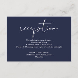 Marinblå Elegant Bröllopsmottagning Tilläggskort