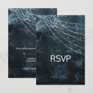 Marinblå elegant bröllopssvar RSVP Inbjudningar