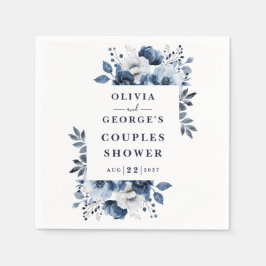 Marinblå Elegant Lantlig Blommig Par Bröllopsfest Pappersservett