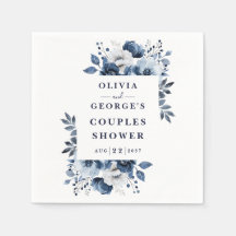 Marinblå Elegant Lantligt Blommigt Par Bröllopsdus