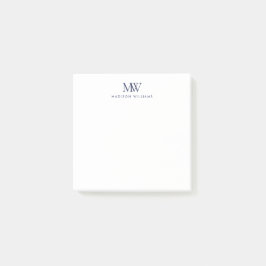 Marinblå Enkel Elegant Modern Monogram Post-it Block