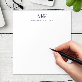 Marinblå Enkel Elegant Modernt Monogram Anteckningsblock