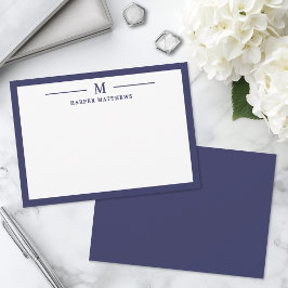 Marinblå Enkel Klassisk Personlig Stationery Anteckningskort