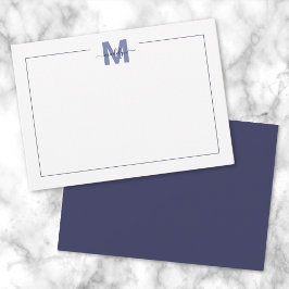 Marinblå Enkel Minimalistisk Namn Monogram Anteckningskort