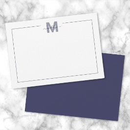 Marinblå Enkel Minimalistisk Namn Monogram Anteckningskort