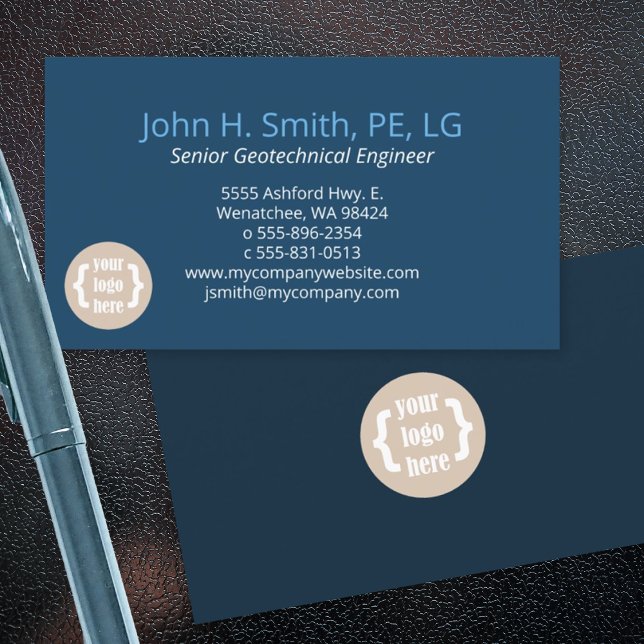 Marinblå, Enkel, Professionell Visitkort (simple, professional navy blue business cards with logo)