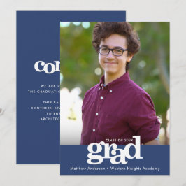 Marinblå examensfoto modern fet typografi meddelande